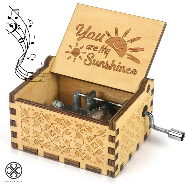 Music Box You are My Sunshine Wooden Classic Music Box Crafts w Hand Crank U K 